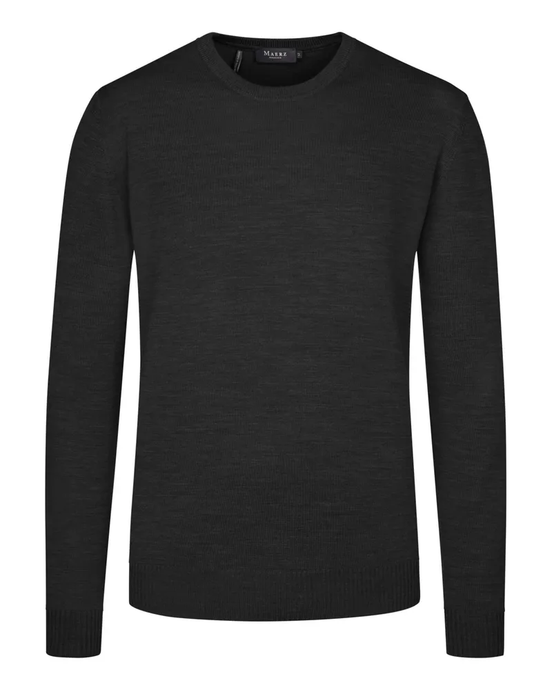 Maerz Pullover aus Merinowolle mit Rundhalsausschnitt in Anthrazit