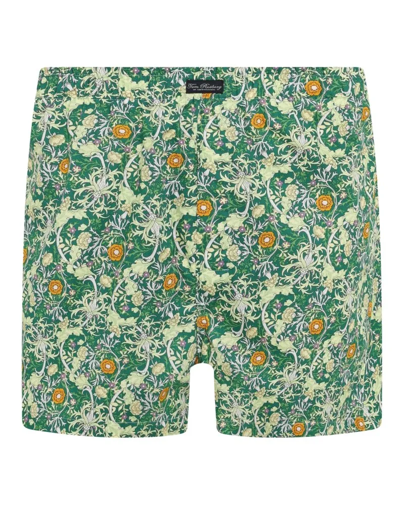 Tom Rusborg Boxershorts aus Baumwolle mit floralem Print in Grün