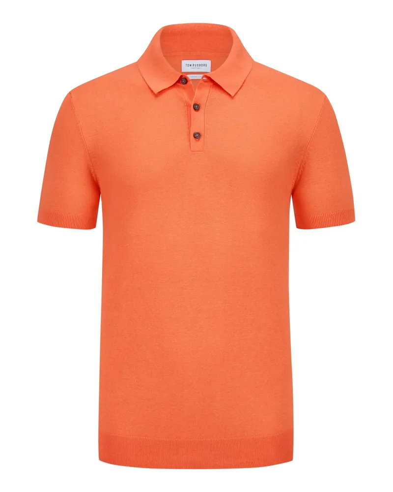 Tom Rusborg Poloshirt aus Leinen-/Baumwoll-Mix in Orange
