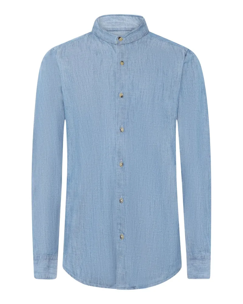 Eton Baumwoll-Trachtenhemd mit Stehkragen in Denim