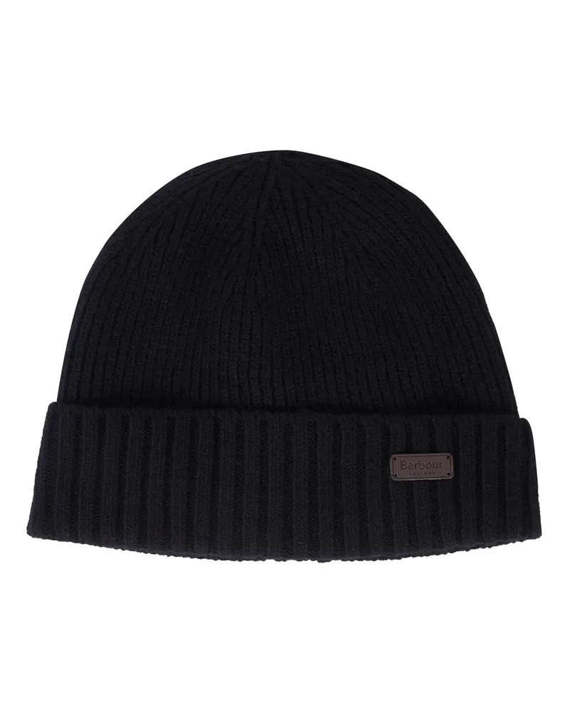 Barbour Strick-Mütze aus einem Woll-Mix mit Fleece-Futter in Schwarz