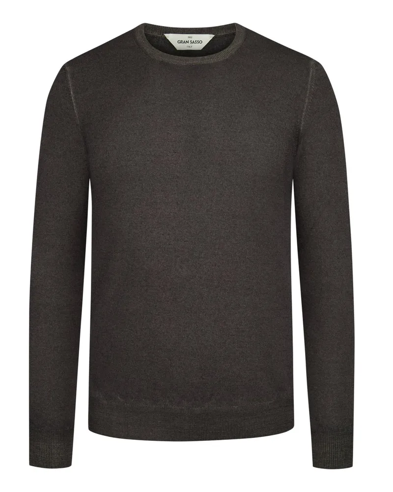 Gran Sasso Pullover aus Schurwolle mit Rundhalsausschnitt in Braun
