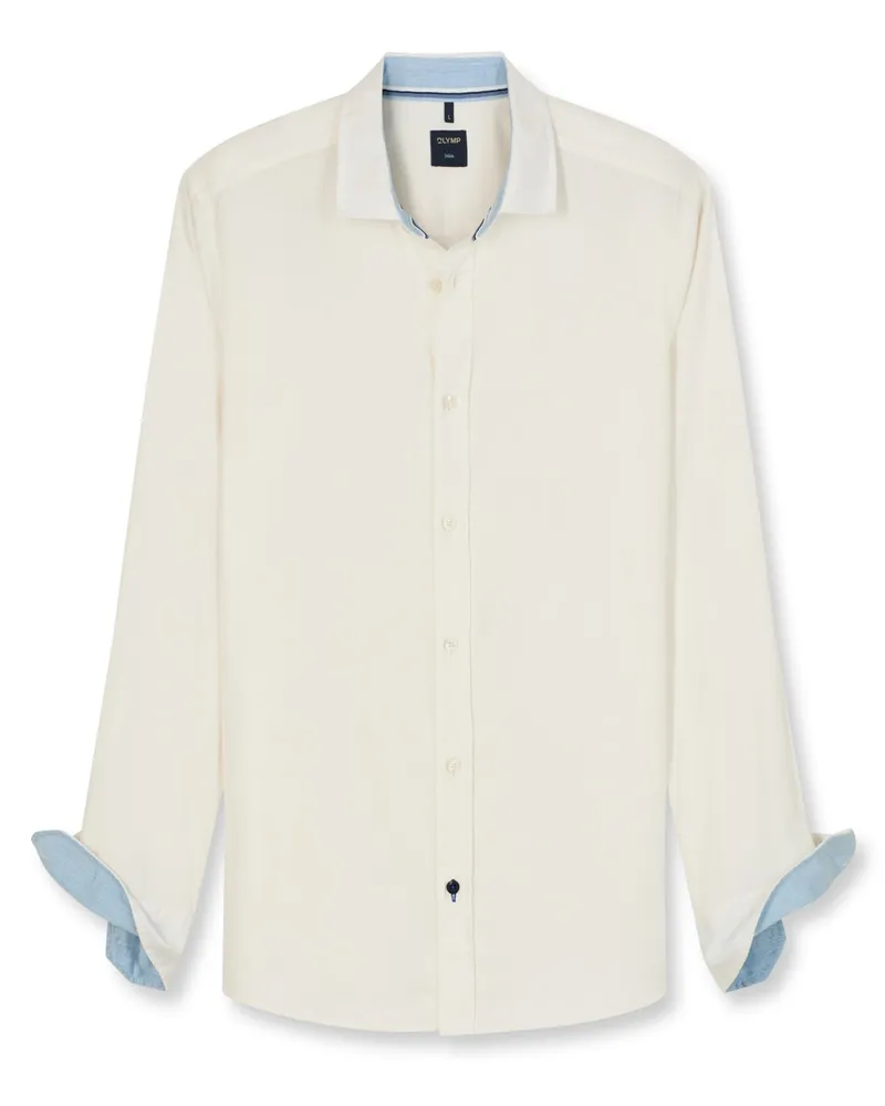 Olymp Casual, Hemd aus Baumwolle mit feinem Muster in Offwhite