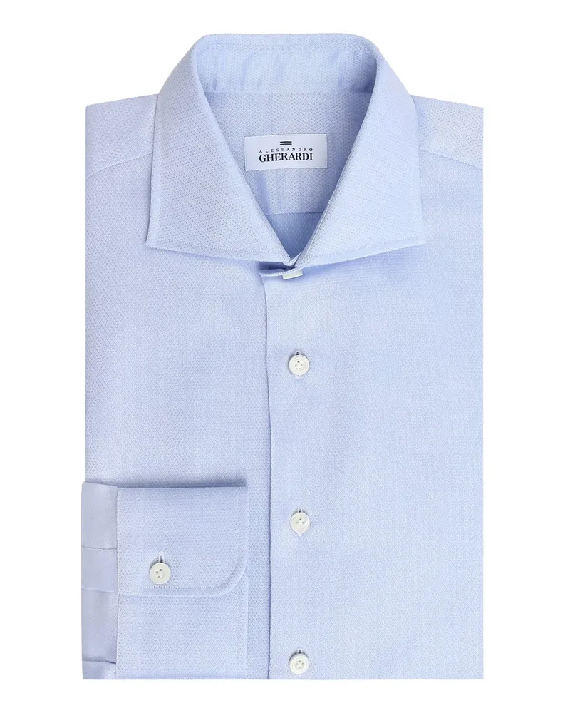 Alessandro Gherardi Businesshemd mit feinem Muster und Haifischkragen, Slim Fit in Hellblau