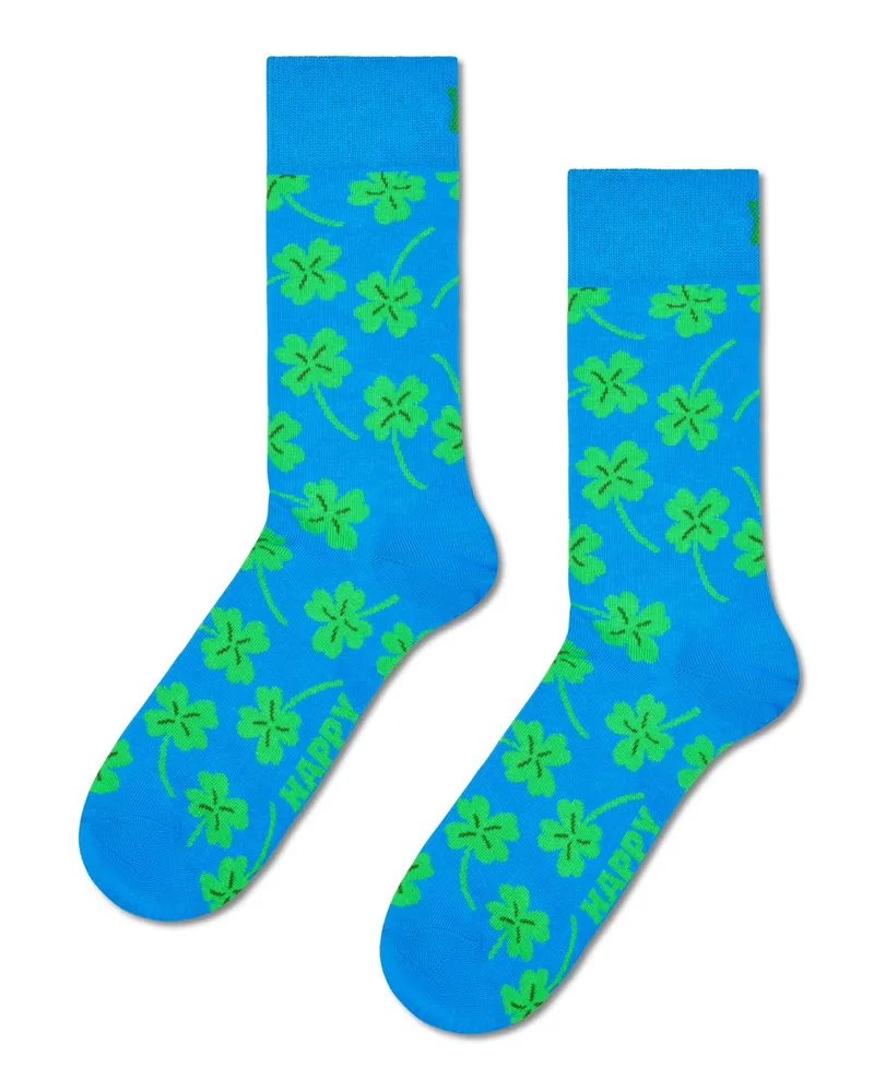 Happy Socks Socken mit Kleeblatt-Motiven und Stretch in Blau