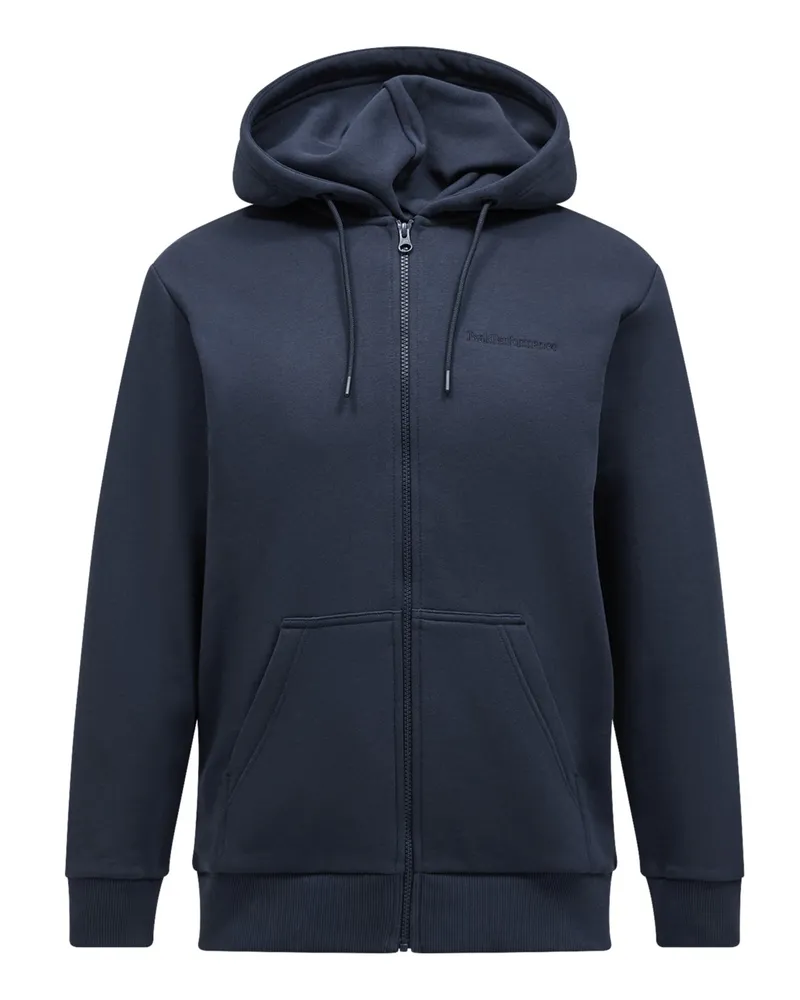 Peak Performance Sweatjacke mit Label-Schriftzug und Kapuze in Marine