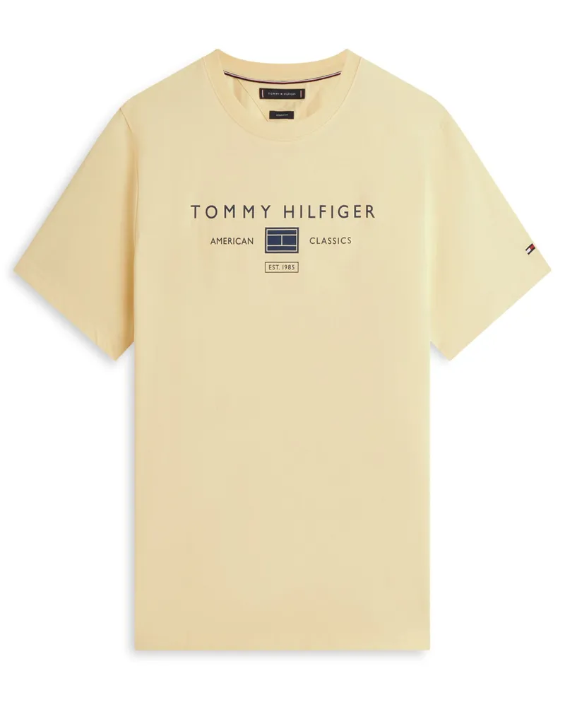 Tommy Hilfiger Softes T-Shirt mit Label-Schriftzug, Regular in Gelb