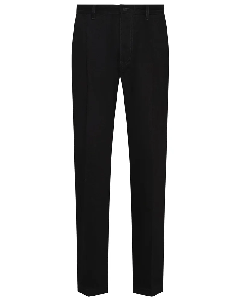HUGO BOSS Locker fallende Hose 249/1 mit Bundfalten, Relaxed Fit in Schwarz