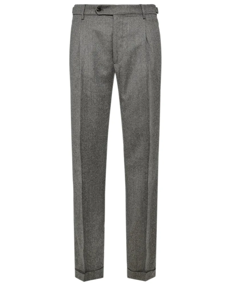 Berwich Softe Flanellhose mit Seitenspannern und Bundfalte, Contemporary Fit in Beige