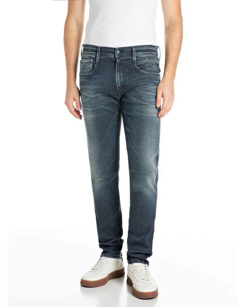 Replay Stretch-Jeans Anbass mit Waschung im Used-Look, Slim Fit in Denim