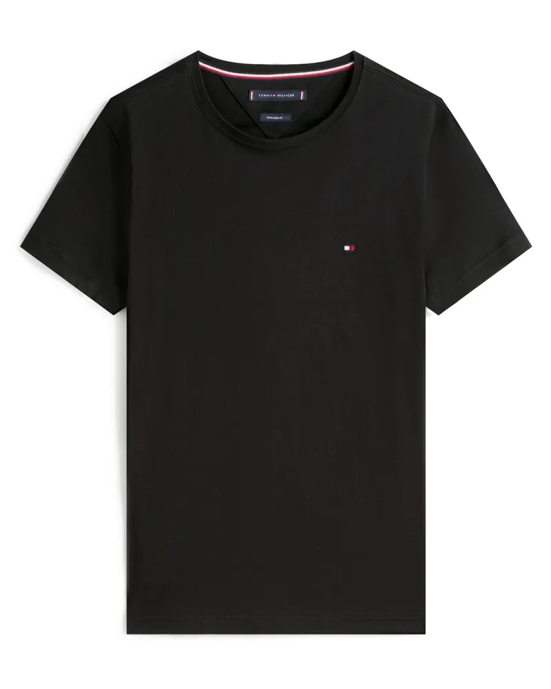 Tommy Hilfiger Softes T-Shirt mit Stretch, Slim Fit in Schwarz