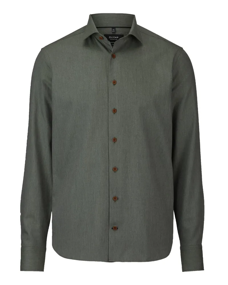 Olymp Signature, Tailored Fit, Flanellhemd mit Kaschmiranteil in Grün