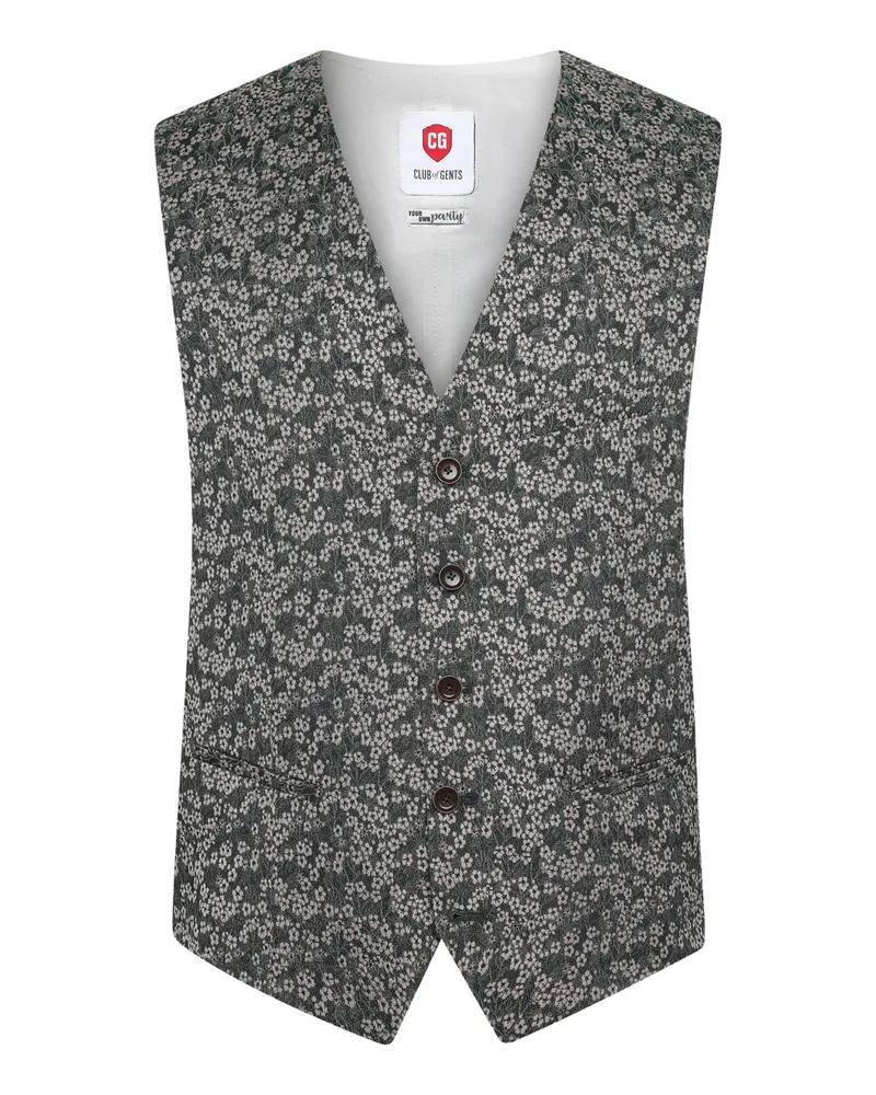 Carl Gross Festliche Anzugweste mit floralem Print in Silber