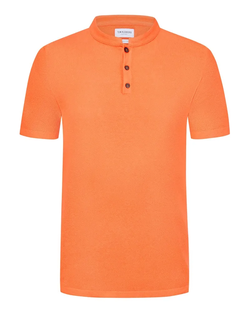 Tom Rusborg Feinstrickshirt mit Serafino-Kragen in Orange