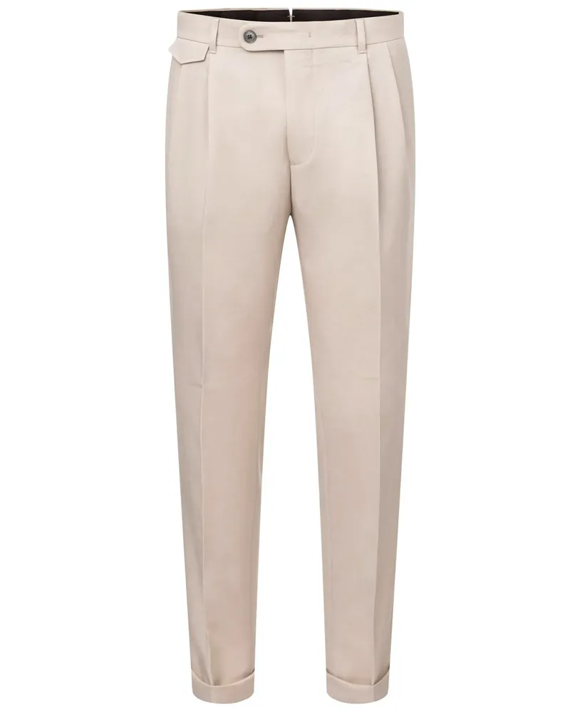 windsor. Chino aus Baumwolle und Stretch mit zwei Bundfalten, Shaped Fit in Beige