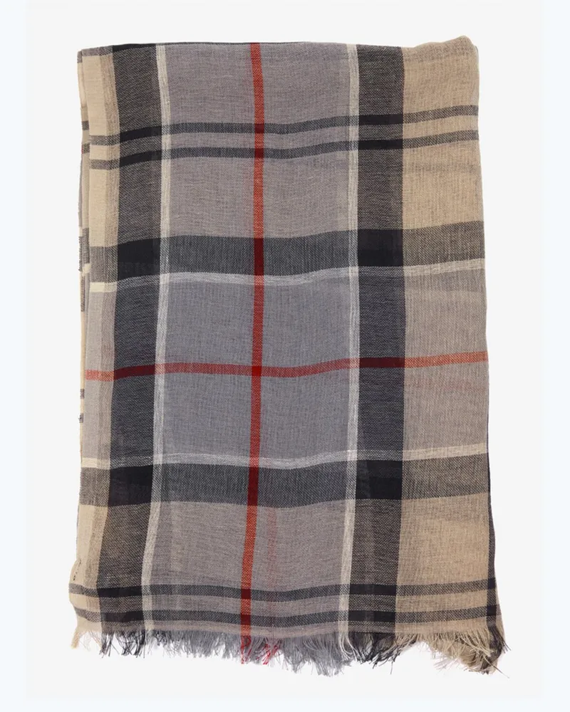 Barbour Leichter Schal in Tartan-Muster mit Leinenanteil in Beige