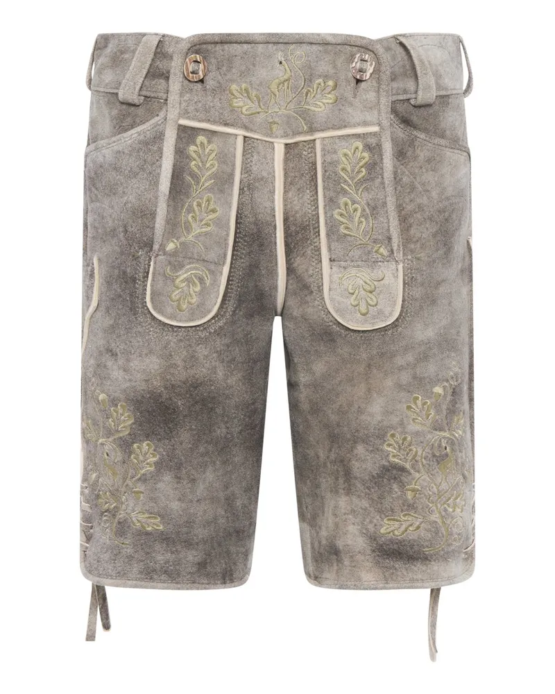 Spieth & Wensky Trachtenlederhose mit traditioneller Stickerei in Grau