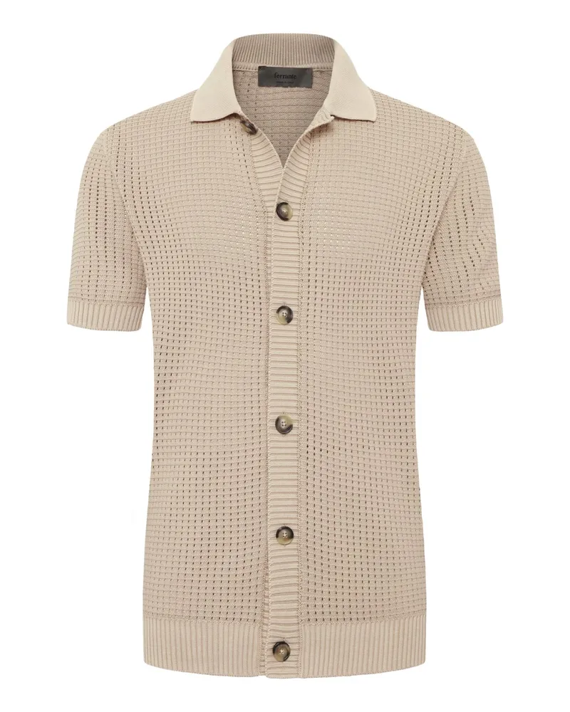 Ferrante Strick-Kurzarmhemd aus Baumwolle in Waffelstruktur in Beige