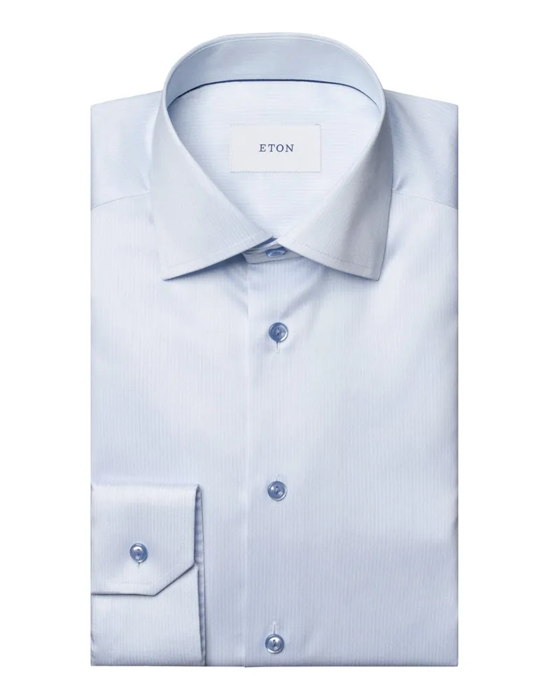 Eton Gestreiftes mit Lyocell und Kentkragen, Contemporary Fit in Hellblau