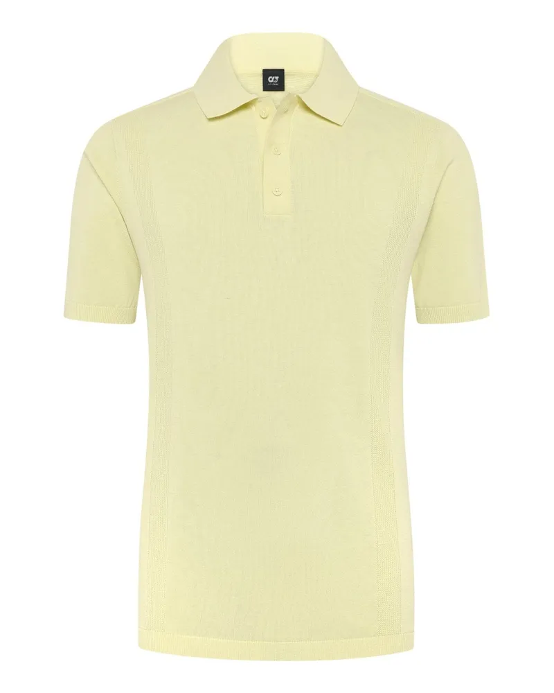 AlphaTauri Unifarbenes Strick-Poloshirt mit Leinenanteil in Gelb