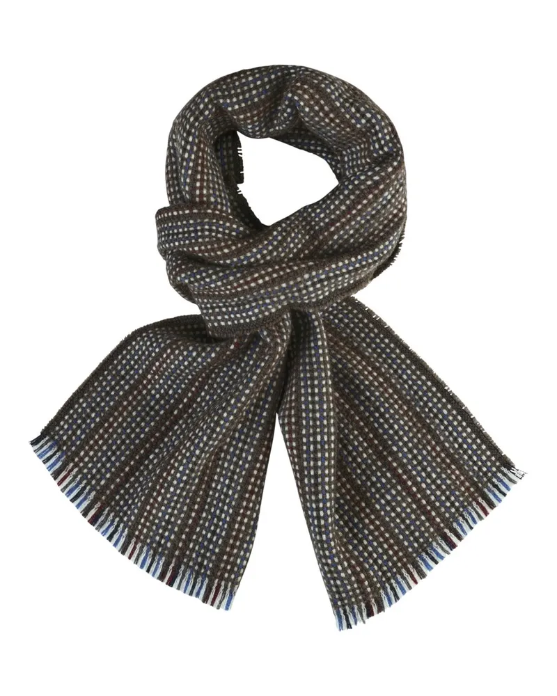 DANTE Softer Wollschal mit Kleinmuster und Fransen in Braun