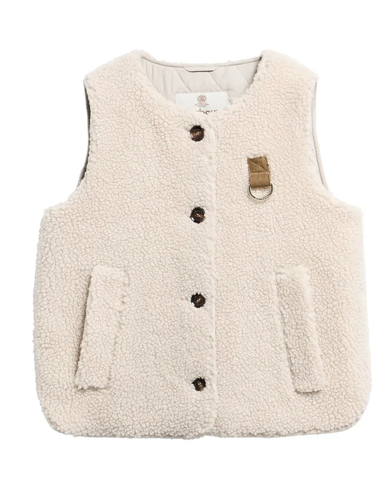 Barbour Damen-Weste aus recyceltem Teddy-Fleece mit Wattierung in Offwhite