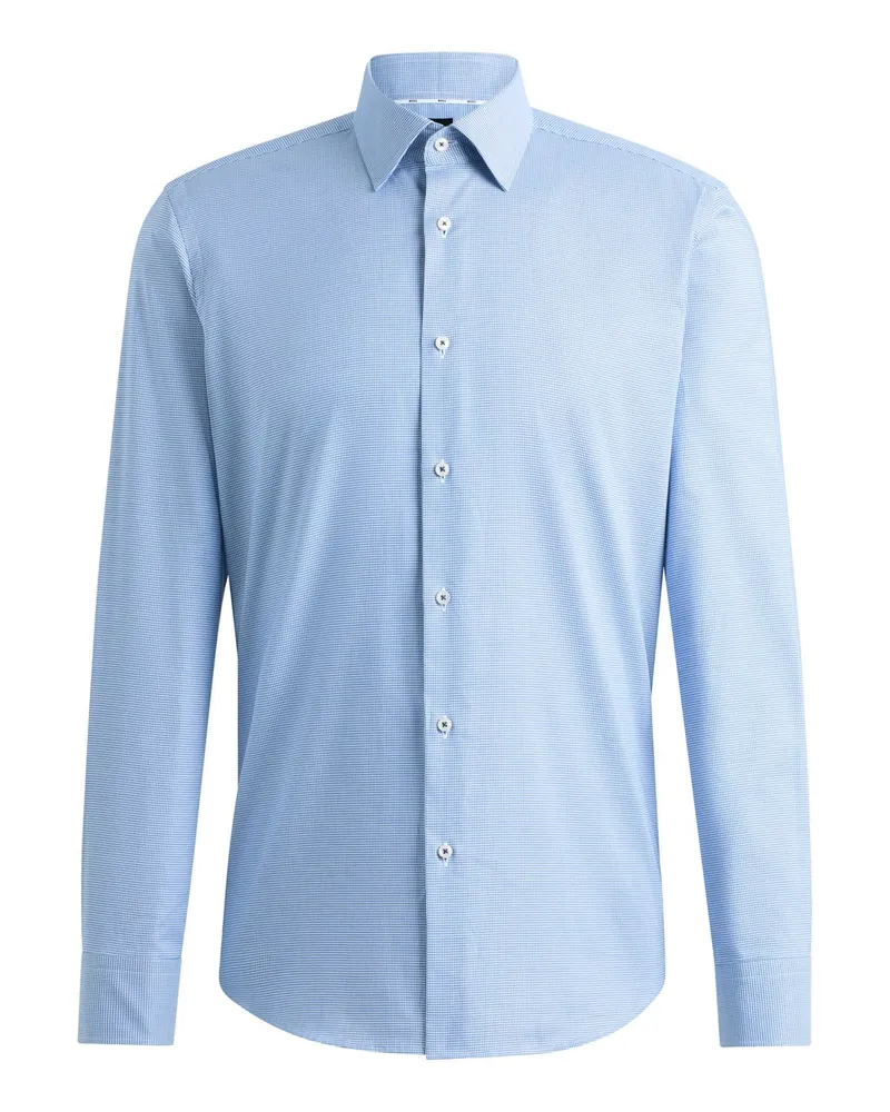 HUGO BOSS Stretch-Hemd mit Pepita-Muster, Regular Fit in Hellblau