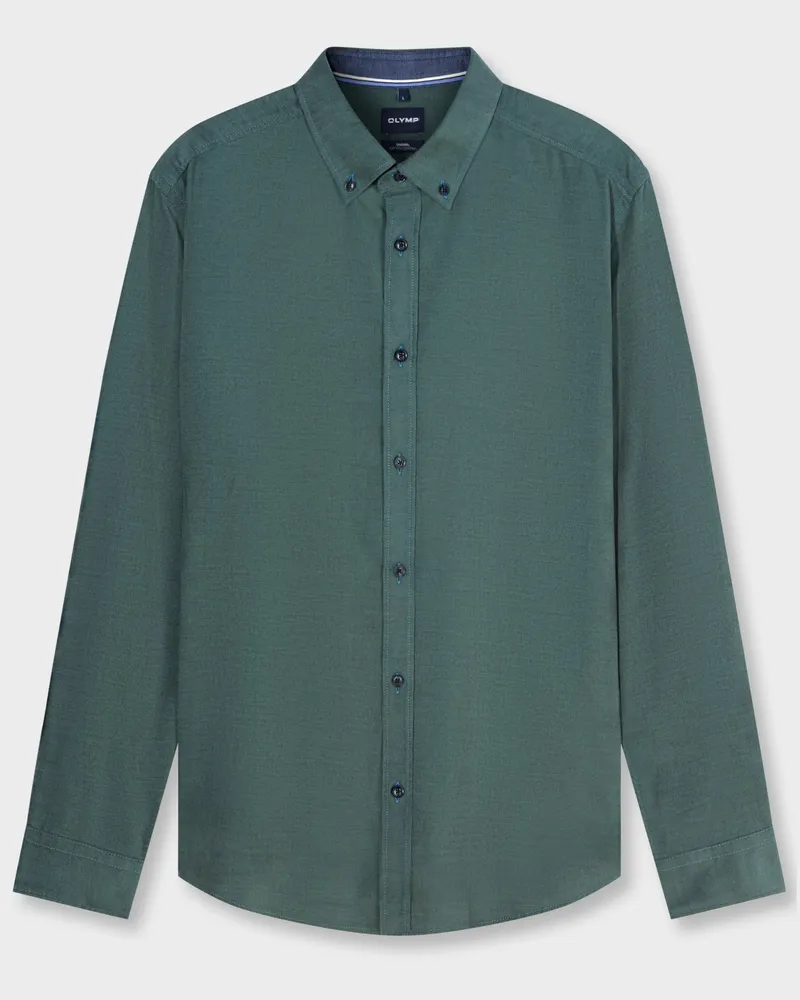 Olymp Casual Feincord-Hemd aus Baumwolle, Regular Fit in Petrol