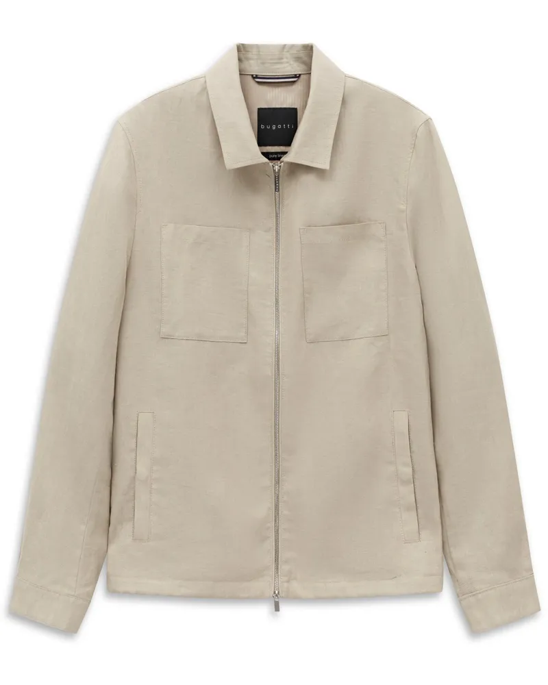 Bugatti Sommerliches Overshirt aus Leinen mit Zip in Beige