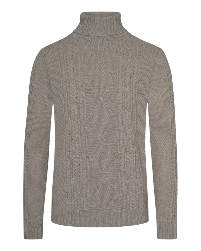 Tom Rusborg Rollkragenpullover aus Merinowolle und Kaschmir in Norwegerstrick in Beige