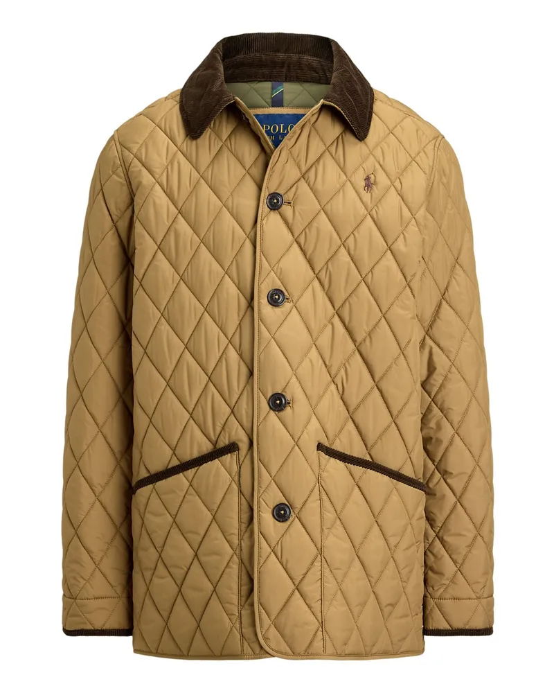 Ralph Lauren Steppjacke aus recyceltem Material mit Cord-Details in Beige