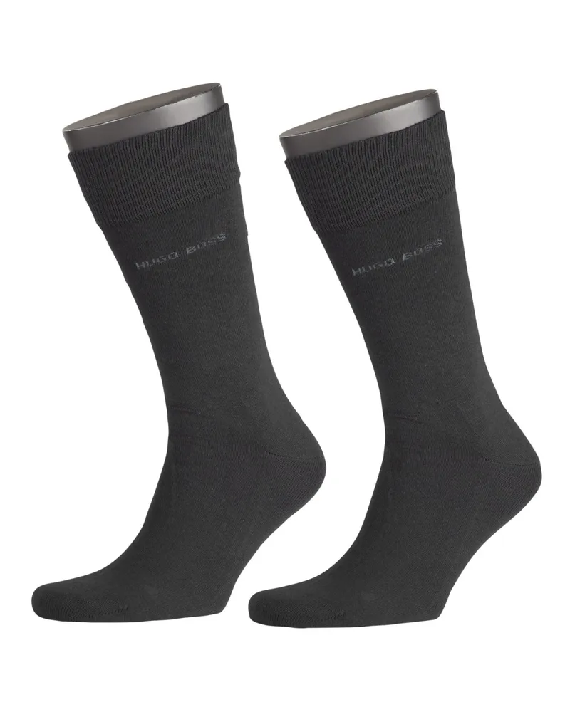 HUGO BOSS 2er Pack unifarbene Socken im Feinripp in Schwarz