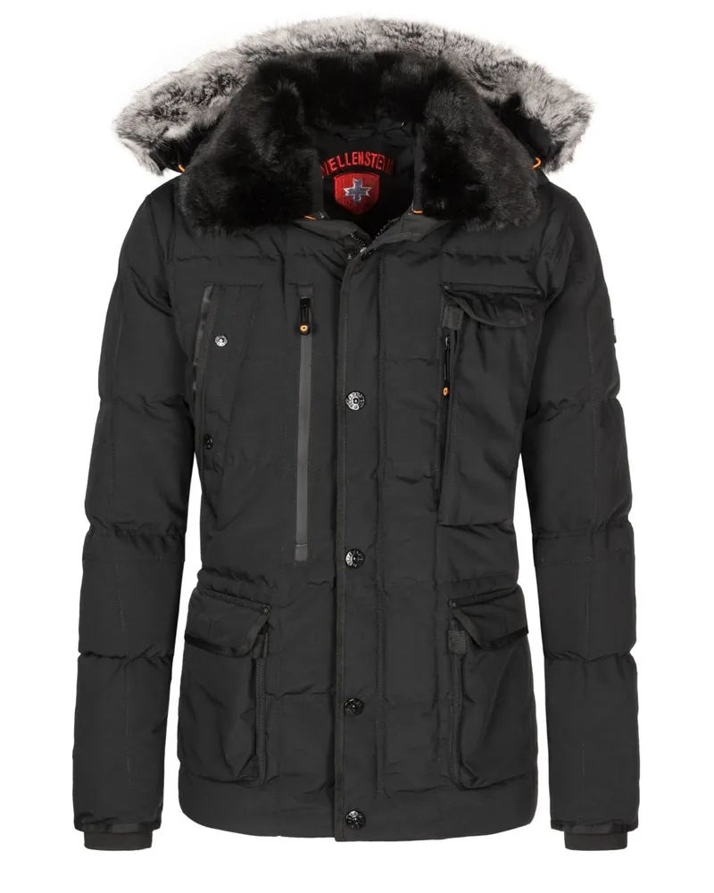 Wellensteyn Wattierter Stepp-Parka Marvellous mit Fellbesatz in Schwarz