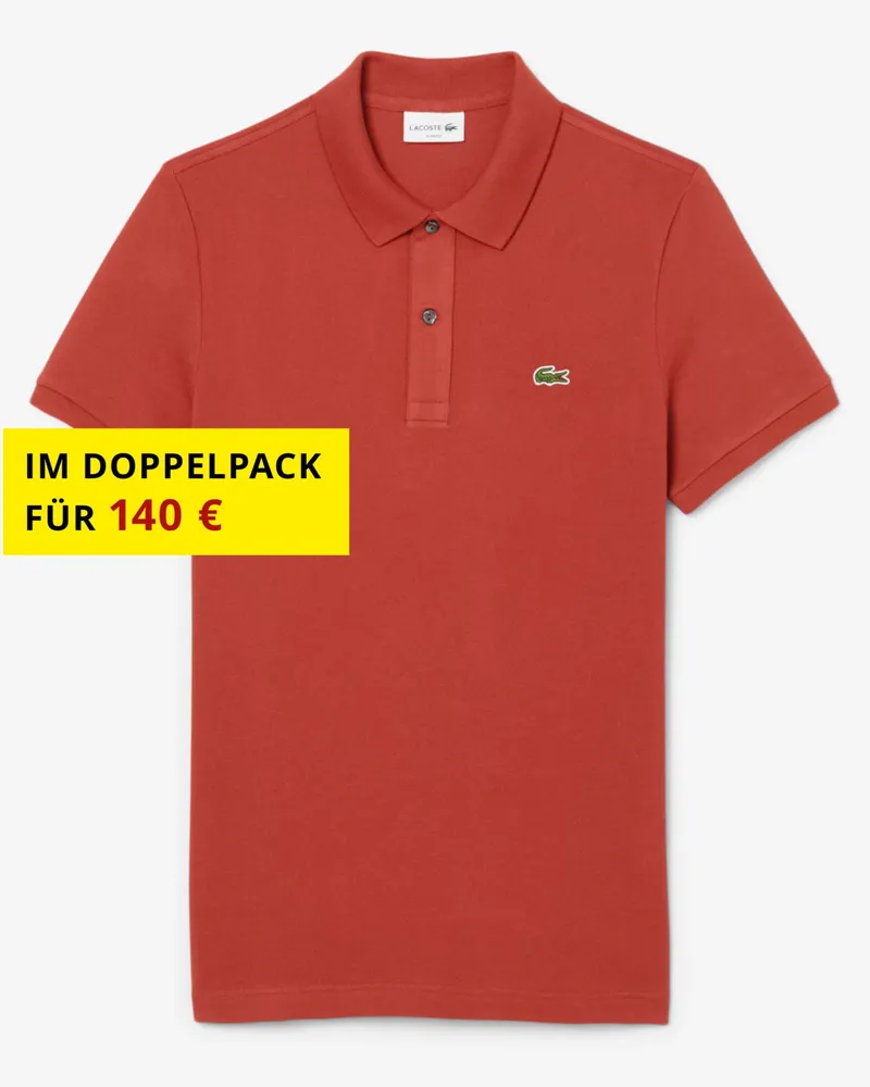 Lacoste Piqué-Poloshirt Slim Fit PH4012, mit kleiner Krokodil-Stickerei in Rostrot