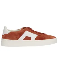 Santoni Double Buckle Sneaker aus Veloursleder Orange