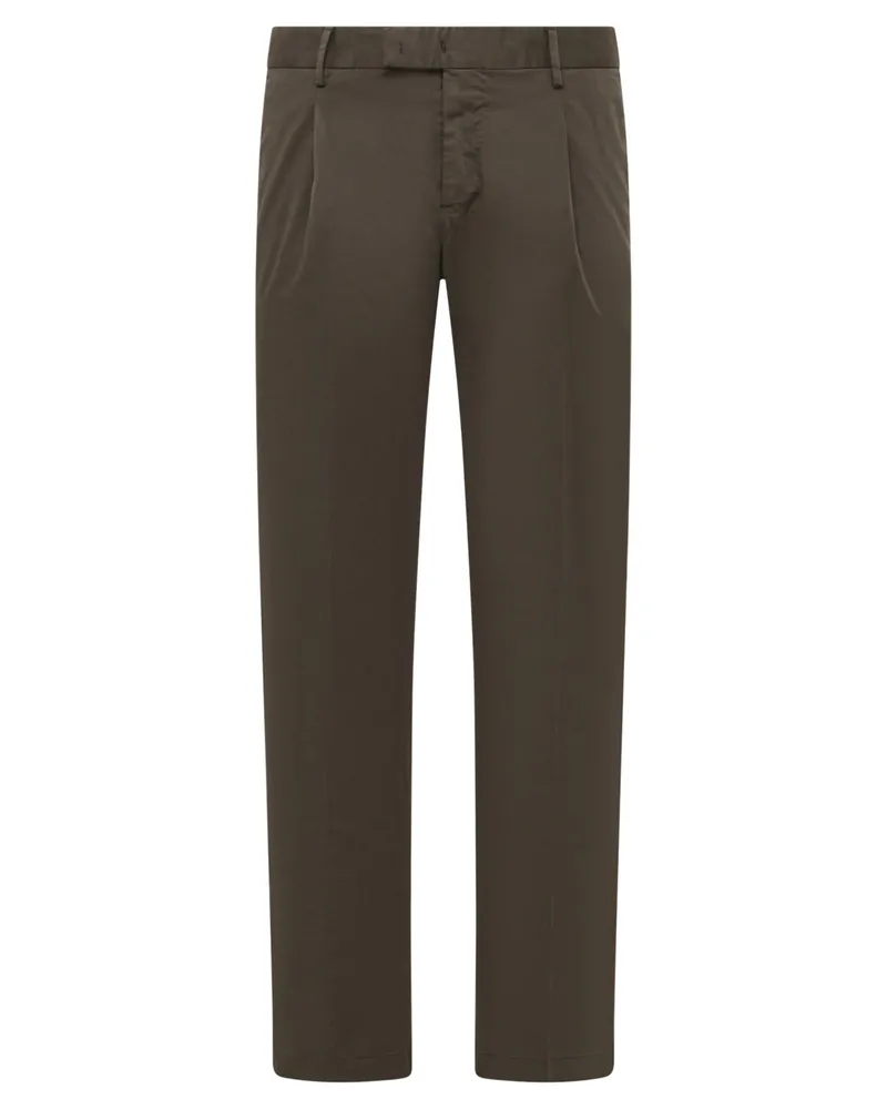 PT TORINO Glatte Chino aus einem Baumwoll-Stretch in Dunkelbraun