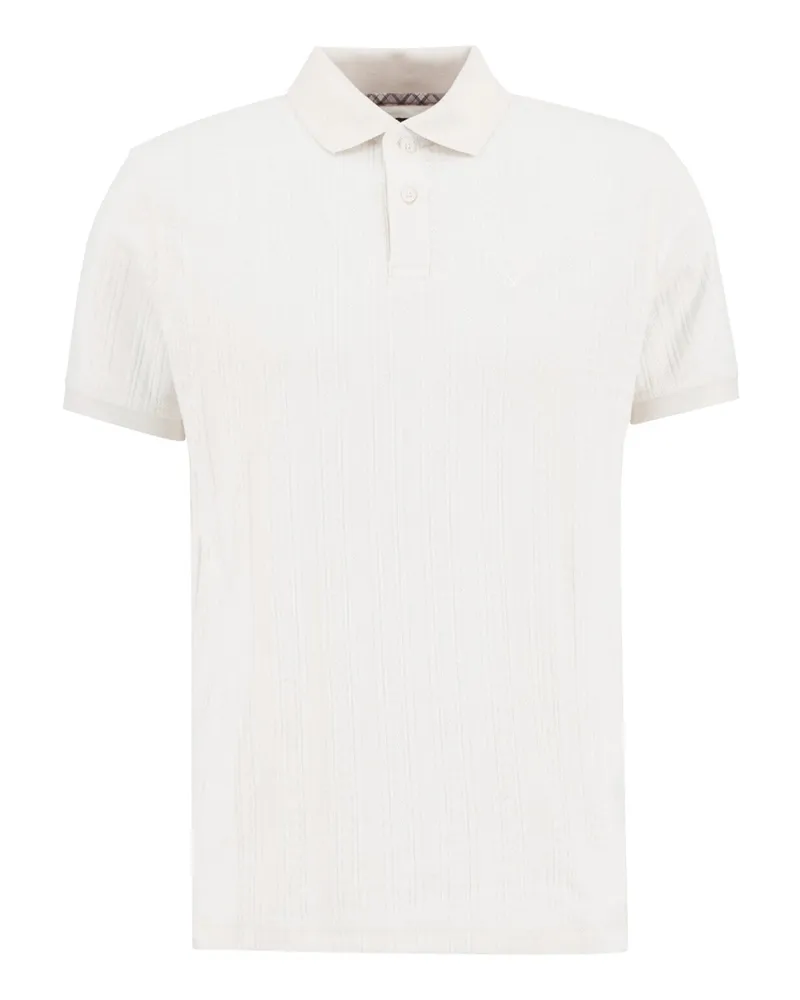 Barbour Strick-Poloshirt aus Baumwolle mit Struktur, Tailored Fit in Weiß