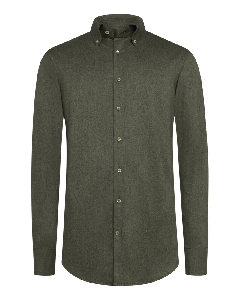 Stenströms Unifarbenes und softes Flanellhemd aus Twofold Super Cotton, Regular in Anthrazit