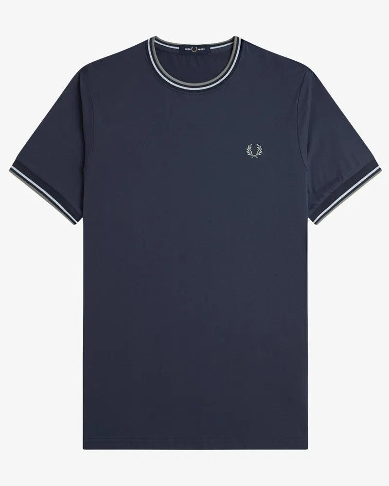 Fred Perry Softes T-Shirt mit Streifenakzenten in Marine