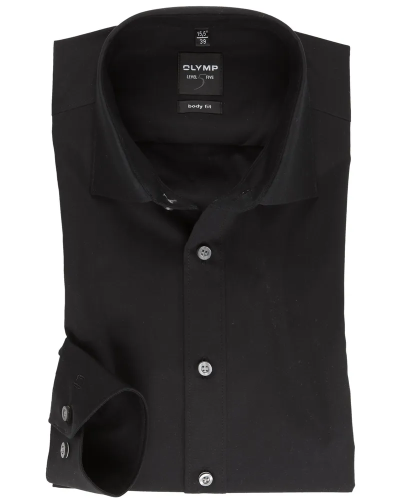 Olymp Level Five body fit Hemd in Schwarz