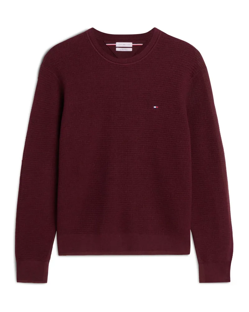 Tommy Hilfiger Pullover aus Pima Baumwolle und Kaschmir mit Logo-Stickerei, Regular Fit in Bordeaux