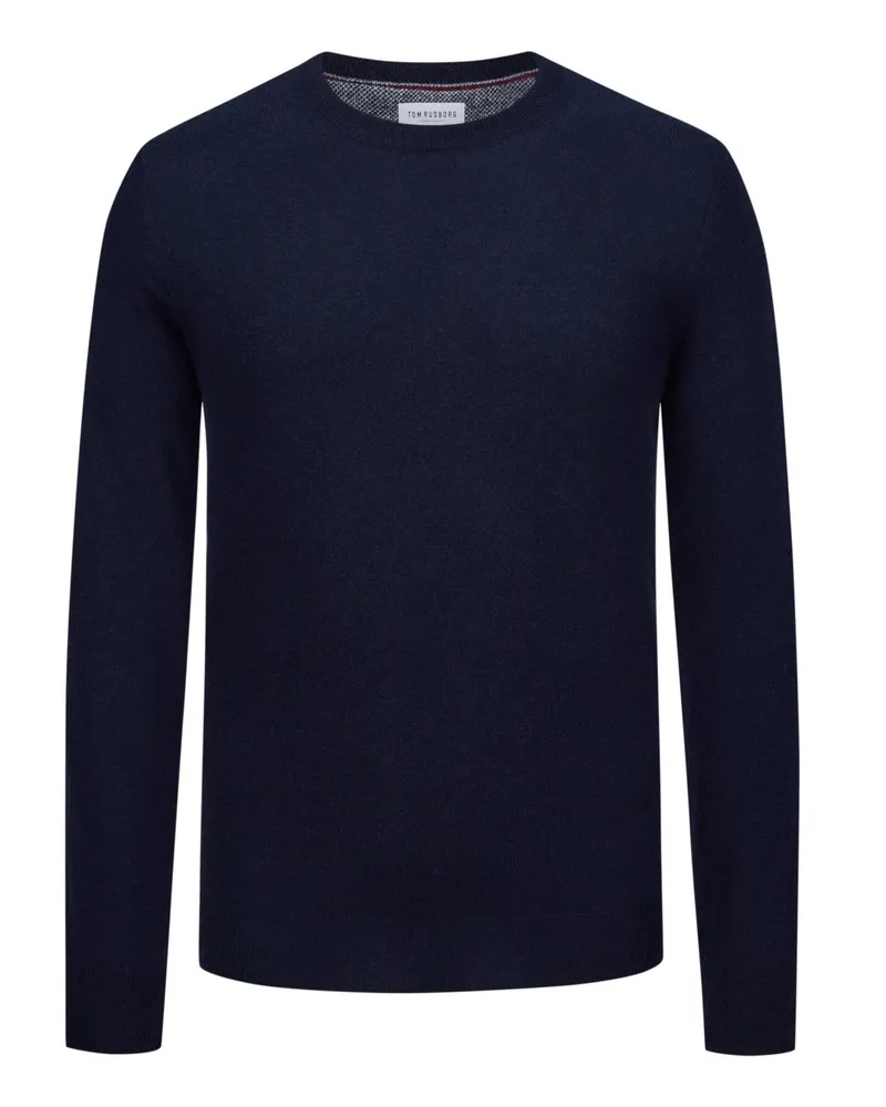 Tom Rusborg Softer Pullover aus Merinowolle und Kaschmir mit O-Neck in Marine