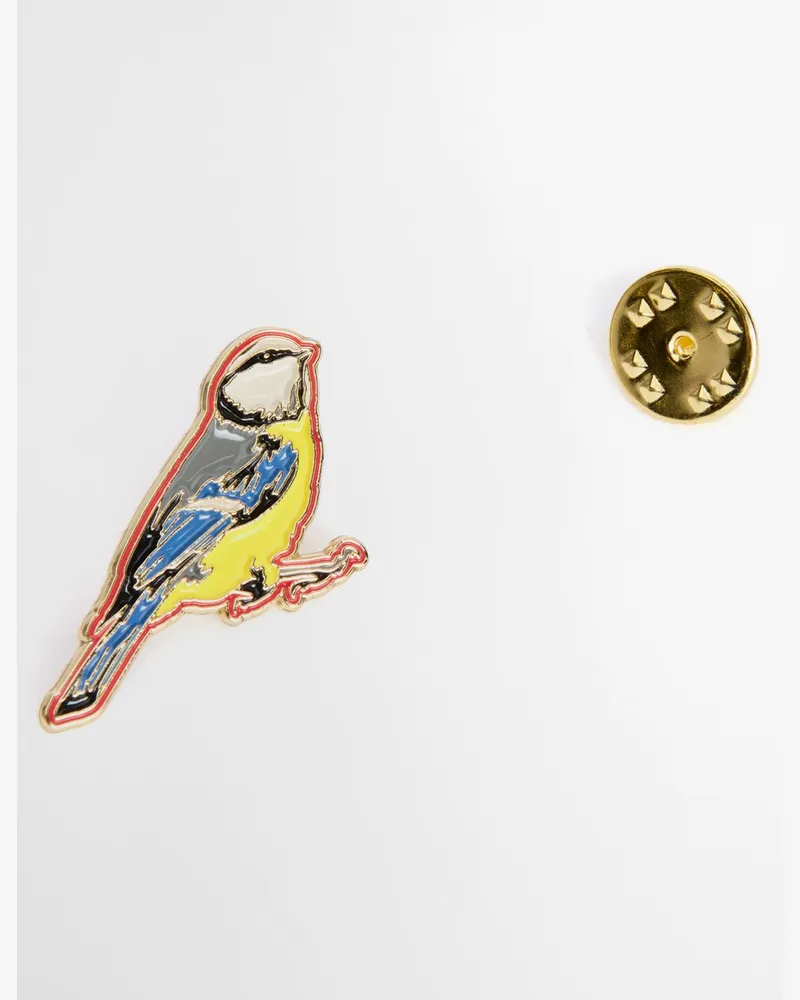 Barbour Paul Smith loves Barbour Pin Badge mit Blaumeisen-Motiv in Gelb
