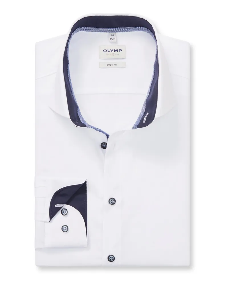 Olymp Level Five, Body Fit, Hemd mit Stretch und extralangem Arm in Weiß
