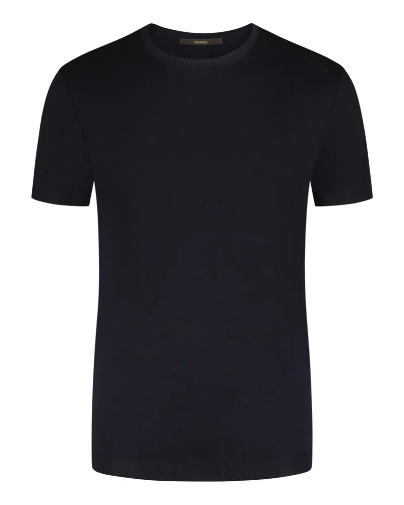 windsor. Unifarbenes T-Shirt Floro aus strukturierter Baumwolle in Marine