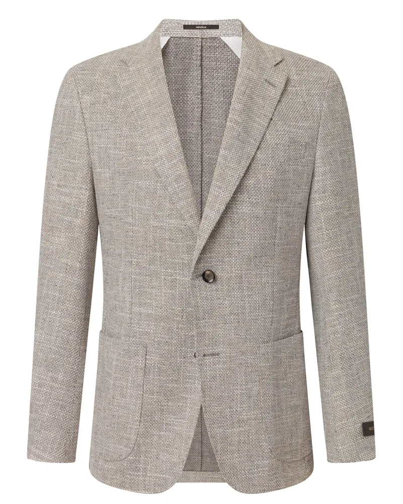 windsor. Ungefüttertes Baumwollsakko mit Leinen und Stretch, Shaped Fit in Beige