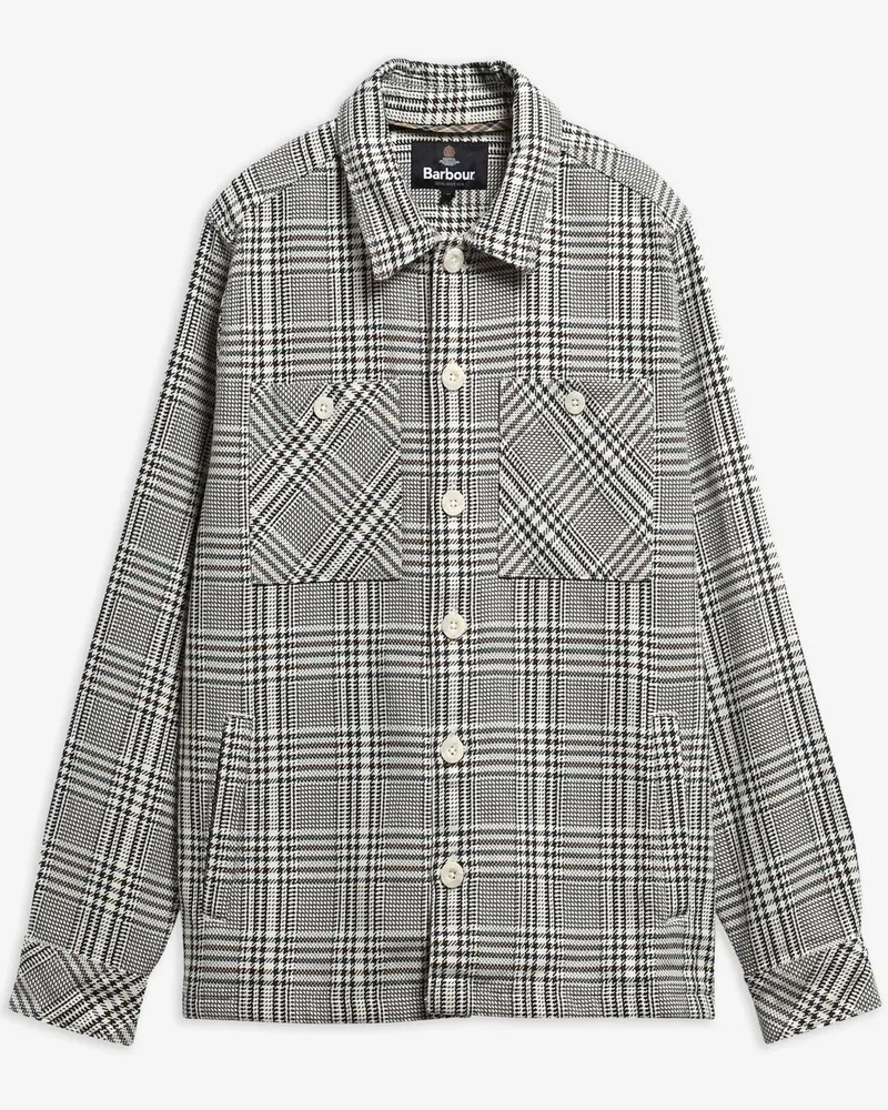 Barbour Overshirt aus Baumwolle mit Hahnentritt-Muster in Weiß