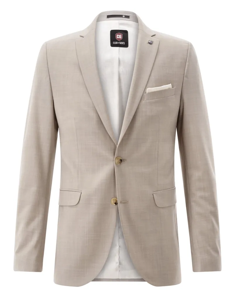CG Festliches Anzugsakko aus einem Schurwoll-Stretch-Mix, Slim Fit in Beige