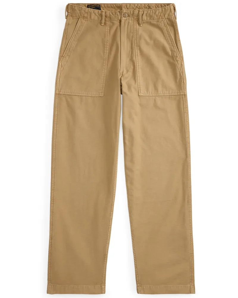 Ralph Lauren Worker-Pants aus Baumwolle und Seitenspannern, Relaxed Fit in Beige