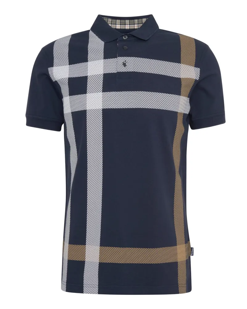 Barbour Poloshirt Blaine mit Tartan-Muster, Tailored Fit in Marine